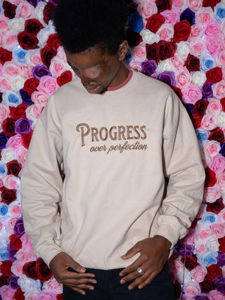 Progress Embroidery Sweatshirt- Sand