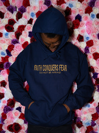 Faith Embroidery Hoodie - Navy